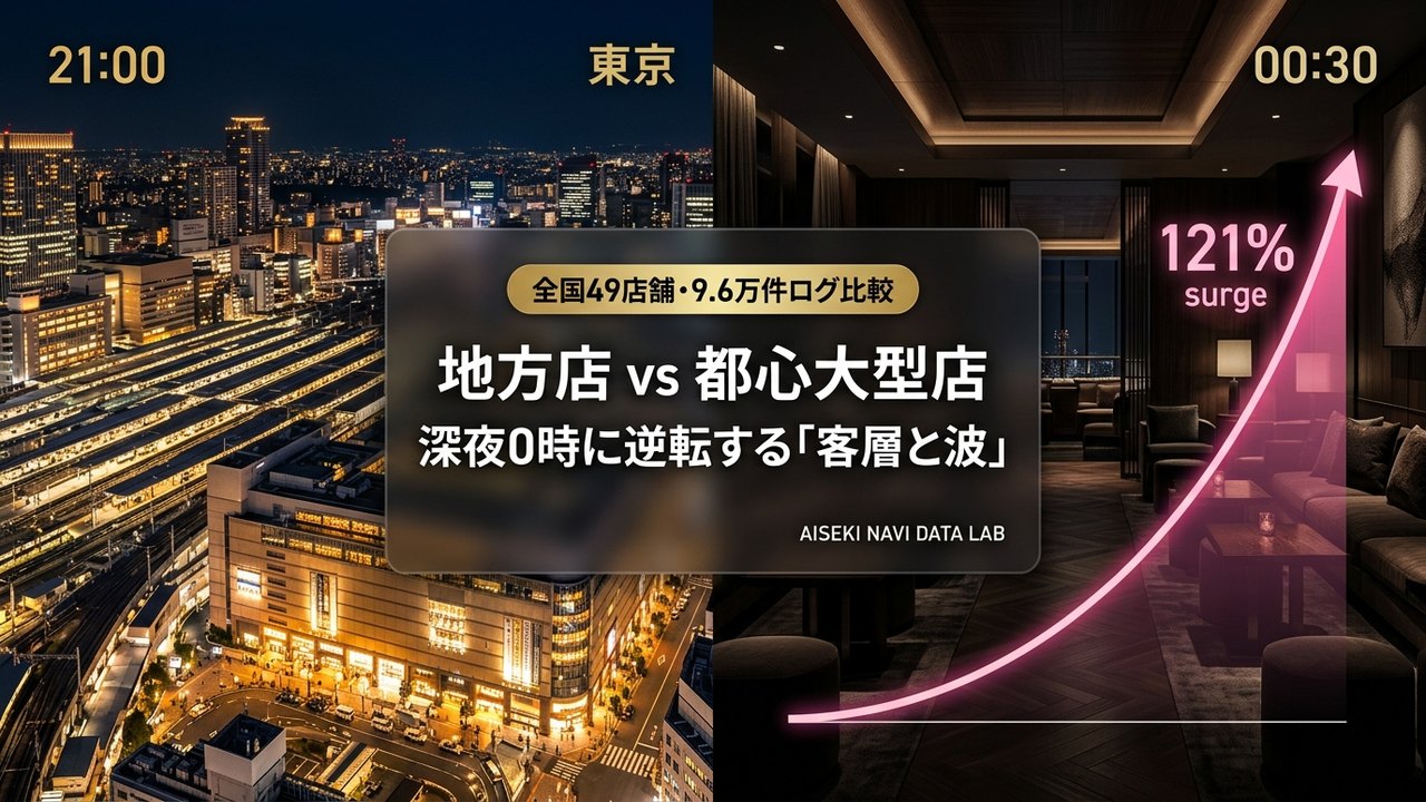 地方店 vs 都心大型店の時間帯別人数推移と客層比較